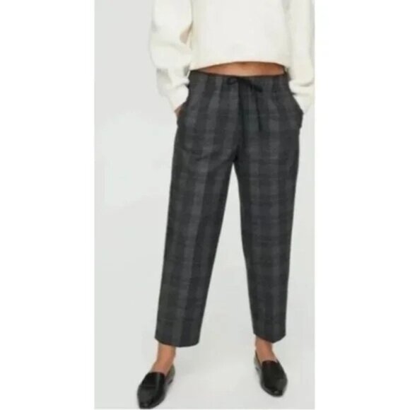 Aritzia The Group Babaton Pants M Womens Gray Plaid Flannel Jimmy NWOT $128 - Picture 1 of 8